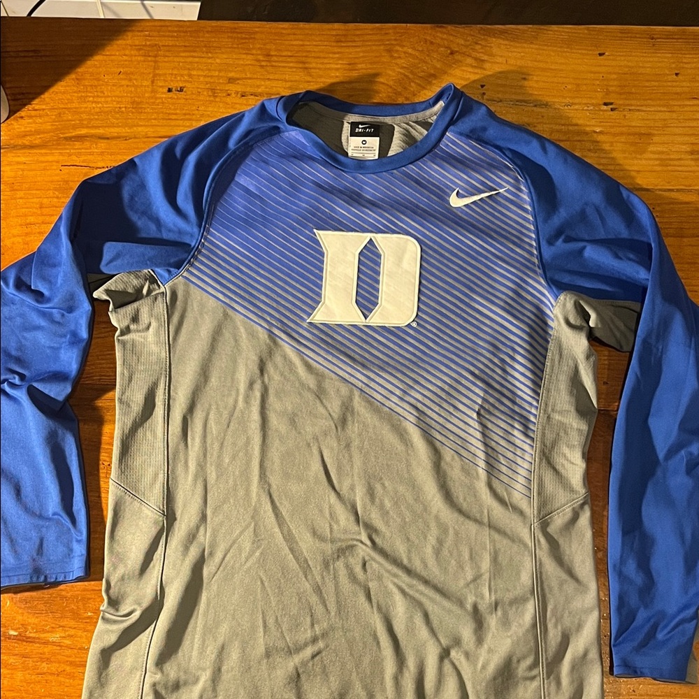 Nike/Duke Men's Blue and Gray Long Sleeve Warmup Jersey